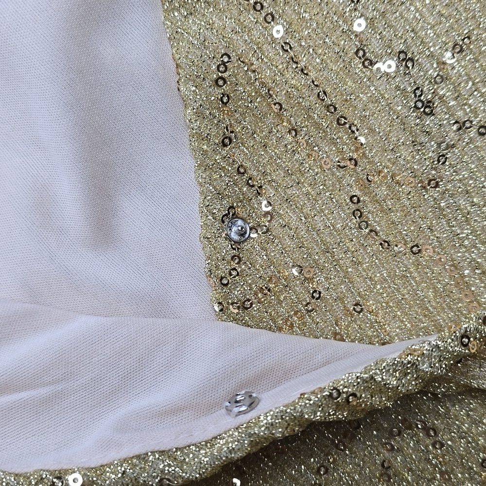 Chelsea & Violet Gold Short Puff Sleeve Sequin Embellished Jumper Medium - Picture 13 of 16